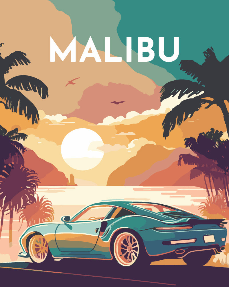 Póster de viaje Malibú