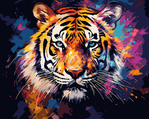 Pintar por numeros Figured'Art - Tigre Abstracto Colorido