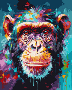 Pintar por numeros Figured'Art - Chimpancé Abstracto Colorido