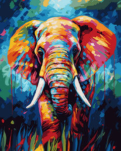 Pintar por numeros Figured'Art - Elefante Abstracto Colorido