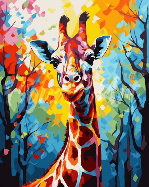 Kit De Pintura Por Números De Jirafa Abstracta 40x50 Cm | Lienzo Con Marco, Acrílicos Y Pinceles Incluidos