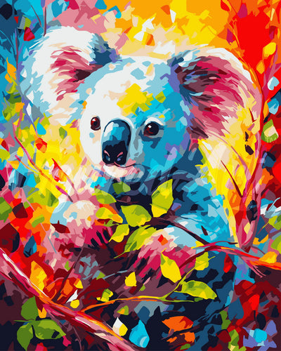 Pintar por numeros Figured'Art - Koala Abstracto Colorido