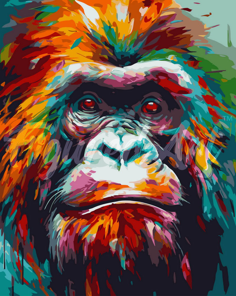 Pintar por numeros Figured'Art - Orangután Abstracto Colorido