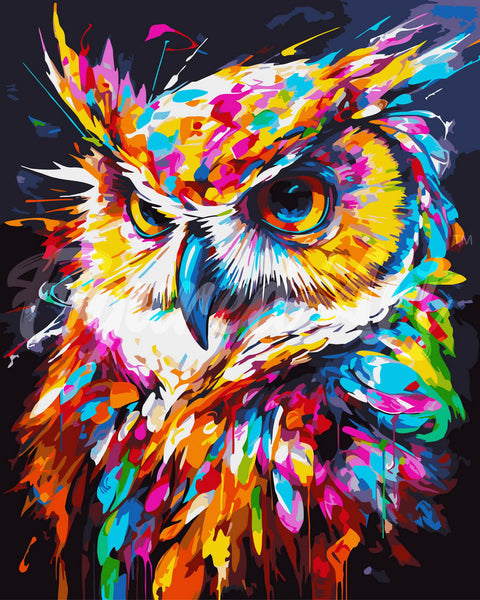 Kit De Pintura Por Numeros Pintar Por Números Búhos Coloridos ENMARCADO, Kit Pinturas Por Números