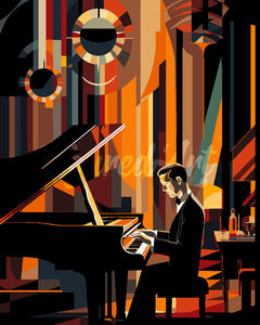 Pintar por numeros Figured'Art - Hombre Art Deco al piano