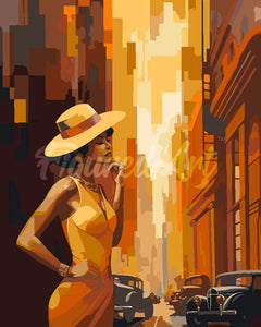 Pintar por numeros Figured'Art - Mujer Art Deco en la ciudad