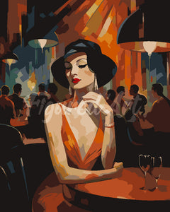 Pintar por numeros Figured'Art - Mujer Art Deco en el club