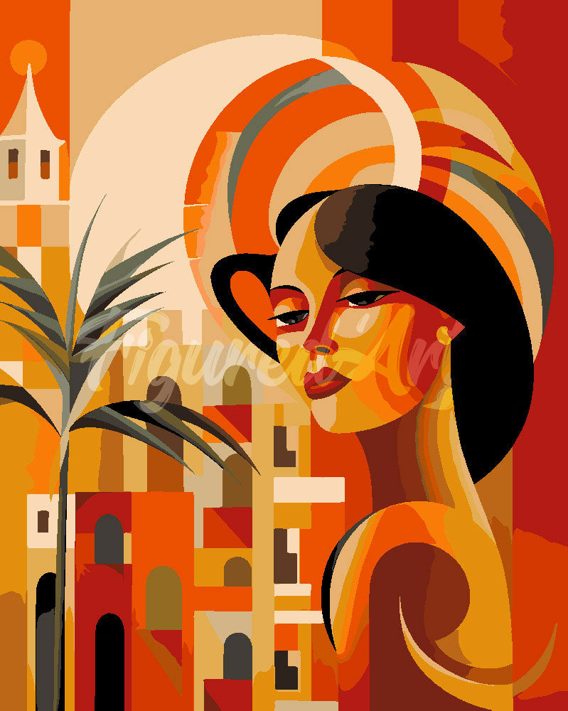 Pintar por numeros Figured'Art - Mujer Art Deco en Cuba