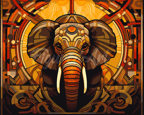 Pintar por numeros Figured'Art - Elefante Art Deco