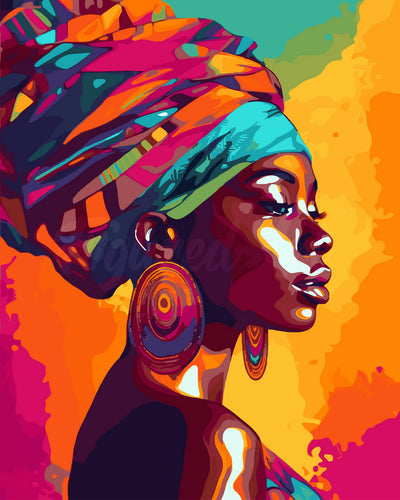 Pintar por numeros Figured'Art - Dama Africana Vívida