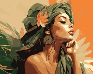 Pintar por numeros Figured'Art - Mujer con Turbante Africano