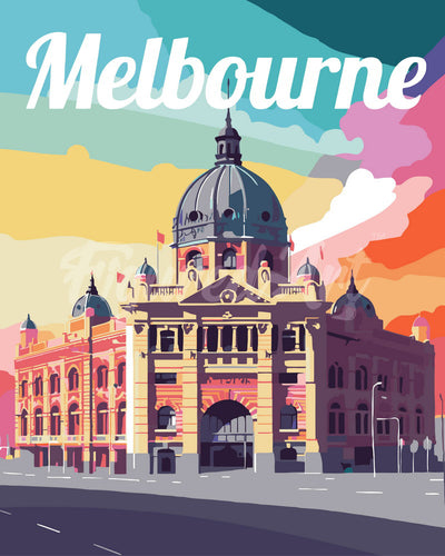 Pintar por numeros Figured'Art - Póster de Viaje Melbourne