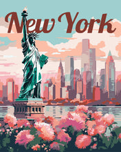 Cargar imagen en el visor de la galería, Pintar por numeros Figured&#39;Art - Póster de Viaje Nueva York en Flor