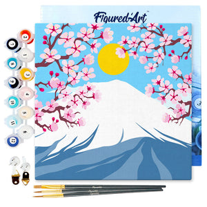 Mini Pintura por Números 20x20cm con bastidor Monte Fuji