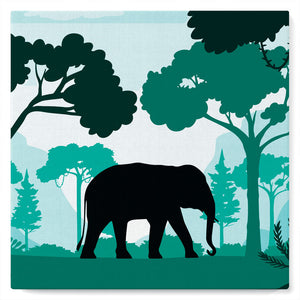 Mini Pintar por Números 20x20cm con bastidor Elefante en el bosque verde
