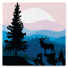 Cargar imagen en el visor de la galería, Mini Pintar por Números 20x20cm con bastidor Ciervos y paisajes majestuosos