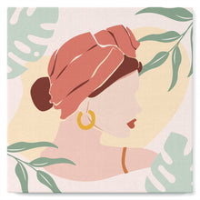 Cargar imagen en el visor de la galería, Mini Pintar por Números 20x20cm con bastidor Mujer con un turbante de perfil