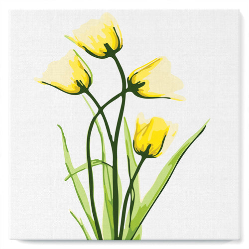 Mini Pintar por Números 20x20cm con bastidor Flores bonitas y amarillas