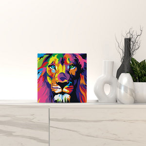 Mini Pintura por Números 20x20cm con bastidor Arte pop león