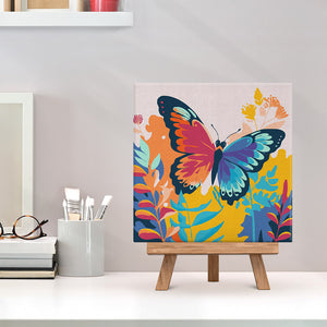 Mini Pintura por Números 20x20cm con bastidor Mariposa Tropical