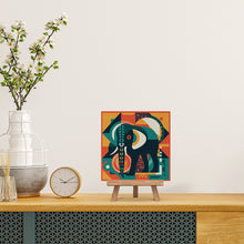 Cargar imagen en el visor de la galería, Mini Pintura por Números 20x20cm con bastidor Elefante Art-Deco Abstracto