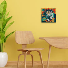 Cargar imagen en el visor de la galería, Mini Pintura por Números 20x20cm con bastidor Tigre Art-Deco Abstracto