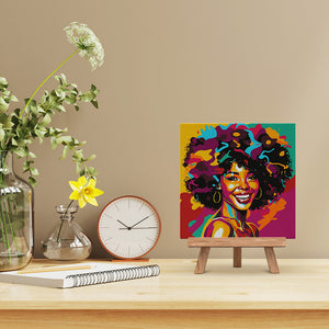 Mini Pintura por Números 20x20cm con bastidor Chica Afroamericana Pop Art