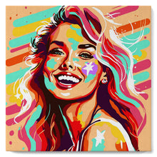 Cargar imagen en el visor de la galería, Mini Pintar por Números 20x20cm con bastidor Bella Rubia Pop Art