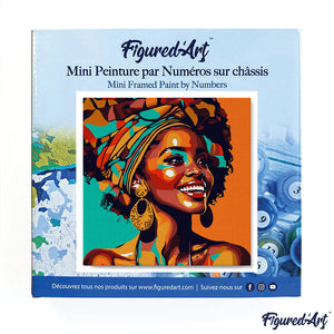 Mini Pintura por Números 20x20cm con bastidor Reina Africana Pop Art