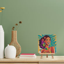 Cargar imagen en el visor de la galería, Mini Pintura por Números 20x20cm con bastidor Mujer Isleña Pop Art