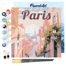 Cargar imagen en el visor de la galería, Mini Pintura por Números 20x20cm con bastidor Póster de Viaje París