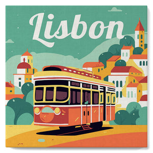Mini Pintar por Números 20x20cm con bastidor Póster de Viaje Lisboa