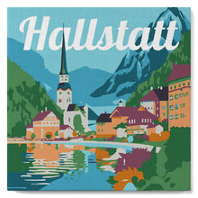 Cargar imagen en el visor de la galería, Mini Pintar por Números 20x20cm con bastidor Póster de Viaje Hallstatt