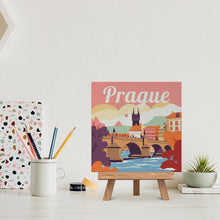 Cargar imagen en el visor de la galería, Mini Pintura por Números 20x20cm con bastidor Póster de Viaje Praga