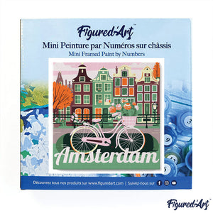 Mini Pintura por Números 20x20cm con bastidor Póster de Viaje Ámsterdam