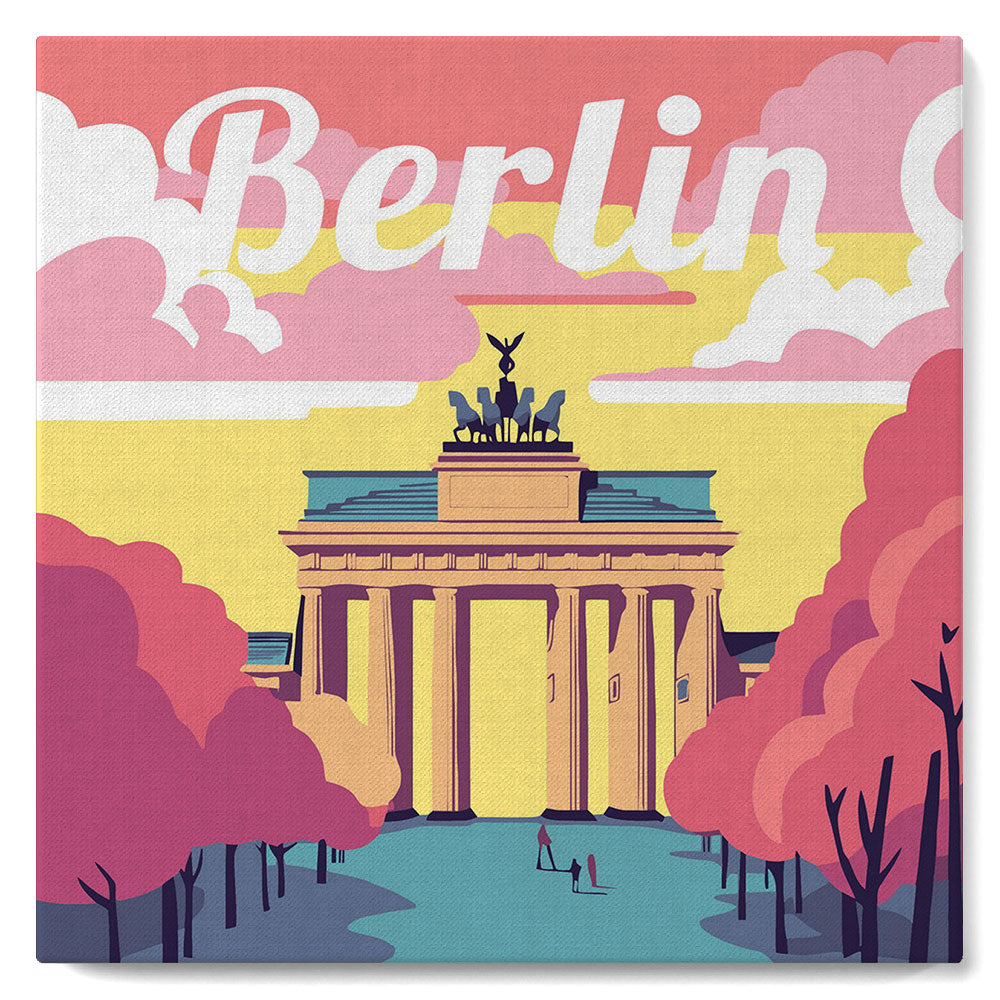 Mini Pintar por Números 20x20cm con bastidor Póster de Viaje Berlín
