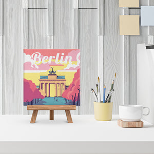 Mini Pintura por Números 20x20cm con bastidor Póster de Viaje Berlín