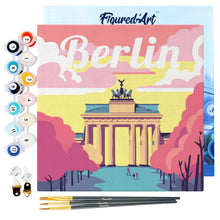 Cargar imagen en el visor de la galería, Mini Pintura por Números 20x20cm con bastidor Póster de Viaje Berlín