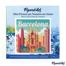 Cargar imagen en el visor de la galería, Mini Pintura por Números 20x20cm con bastidor Póster de Viaje Barcelona