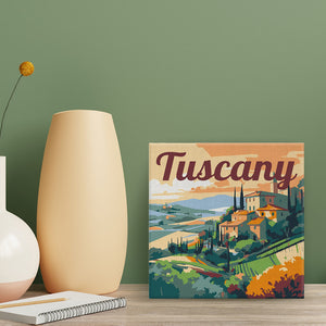 Mini Pintura por Números 20x20cm con bastidor Póster de Viaje Toscana Verano