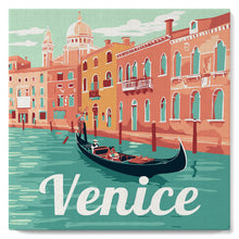 Cargar imagen en el visor de la galería, Mini Pintar por Números 20x20cm con bastidor Póster de Viaje Venecia