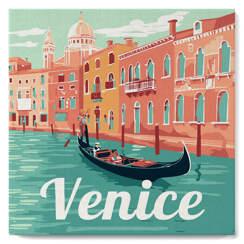 Mini Pintar por Números 20x20cm con bastidor Póster de Viaje Venecia