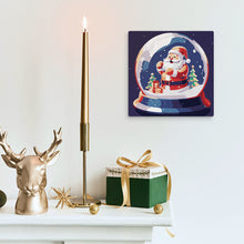 Cargar imagen en el visor de la galería, Mini Pintura por Números 20x20cm con bastidor Santa en Bola de Nieve