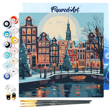 Cargar imagen en el visor de la galería, Mini Pintura por Números 20x20cm con bastidor Navidad en Ámsterdam