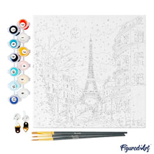 Cargar imagen en el visor de la galería, Mini Pintura por Números 20x20cm con bastidor Navidad en París