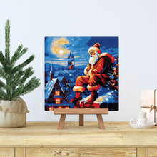 Cargar imagen en el visor de la galería, Mini Pintura por Números 20x20cm con bastidor Santa Claus y el Cielo Nocturno
