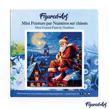 Cargar imagen en el visor de la galería, Mini Pintura por Números 20x20cm con bastidor Santa Claus y el Cielo Nocturno
