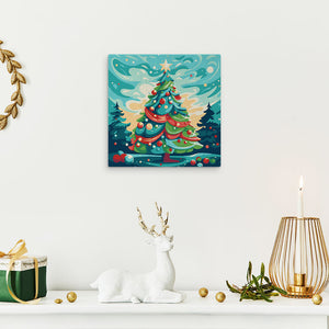 Mini Pintura por Números 20x20cm con bastidor Árbol de Navidad Abstracto