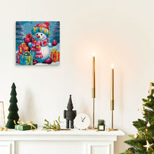 Cargar imagen en el visor de la galería, Mini Pintura por Números 20x20cm con bastidor Muñeco de Nieve y Regalos en la Nieve
