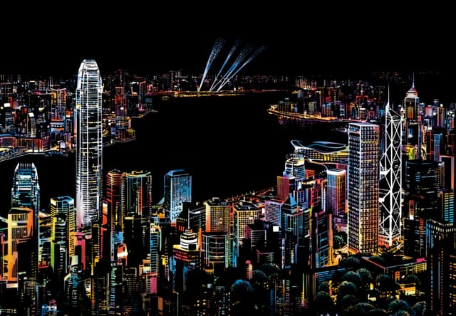 Arte Para Rascar - Arte Para Rascar - Hong Kong de Noche - Figuredart
